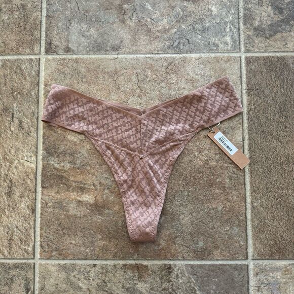 Skims Mesh Logo Thong Sienna Size XS - Picture 1 of 7